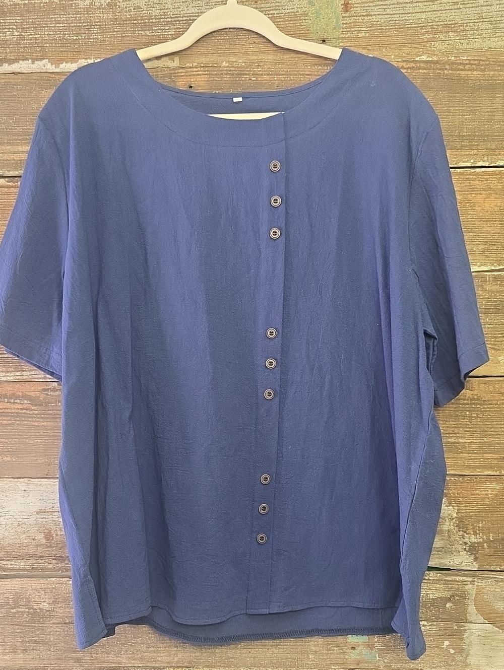 Classic Button-Front Short Sleeve Top - Navy, Size 4X, NWOT